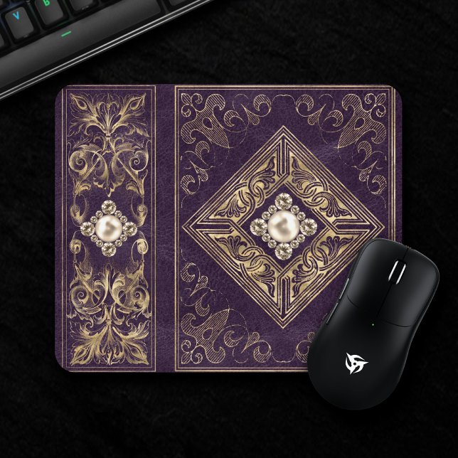 Ornate Opulence | Purple and Gold Jewelled Flouris Mouse Pad (Creator Uploaded)