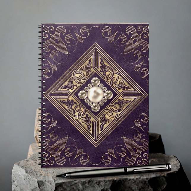 Ornate Opulence | Purple and Gold Jewelled Flouris Notebook (Creator Uploaded)