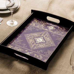 Ornate Opulence   Purple and Gold Jewelled Flouris Tissue Paper