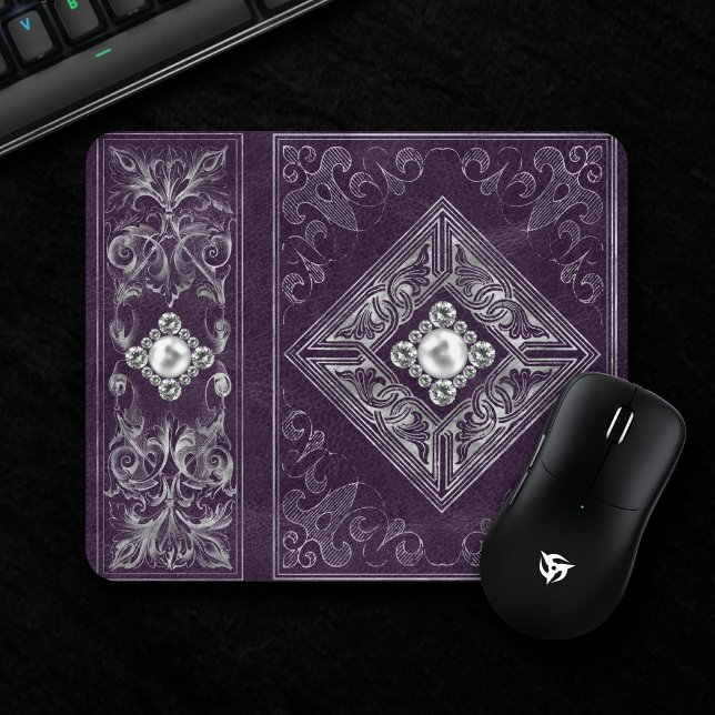Ornate Opulence | Purple and Silver Jewel Flourish Mouse Pad (Creator Uploaded)