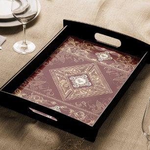 Ornate Opulence Red and Gold Jewelled Flourish Tissue Paper