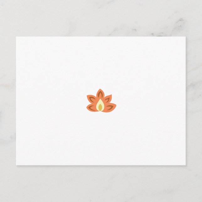 Ornate, orange flower-like design with a central,  postcard (Front)