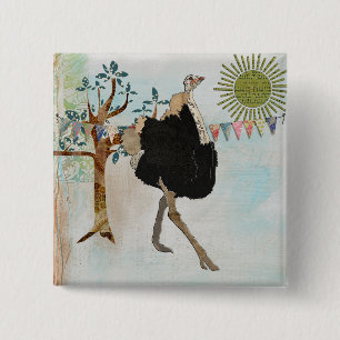 Ornate Ostrich Sunshine Button