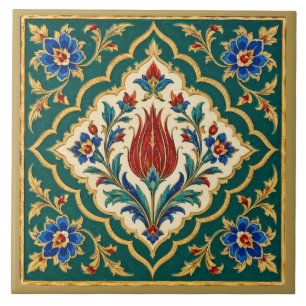 Ornate Ottoman Tulip Floral Mural Ceramic Tile