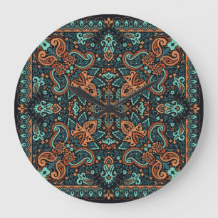 Ornate Paisley Bandanna: Silk Neck. Large Clock