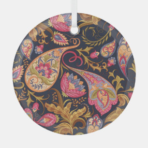 Ornate Paisley: Elegant Seamless Pattern. Glass Tree Decoration
