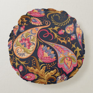 Ornate Paisley: Elegant Seamless Pattern. Round Cushion