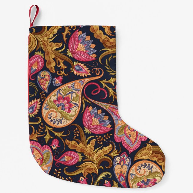 Ornate Paisley: Elegant Seamless Pattern. Small Christmas Stocking (Front)