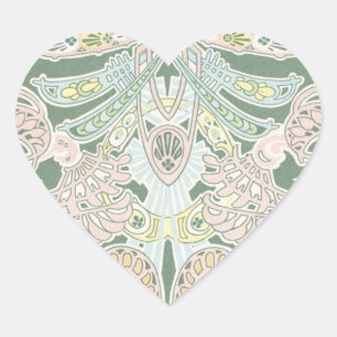 ornate pastel art nouveau pattern art heart sticker