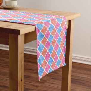 Ornate Patchwork Diamonds Pattern Short Table Runner