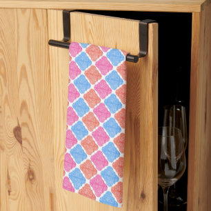 Ornate Patchwork Diamonds Pattern Tea Towel