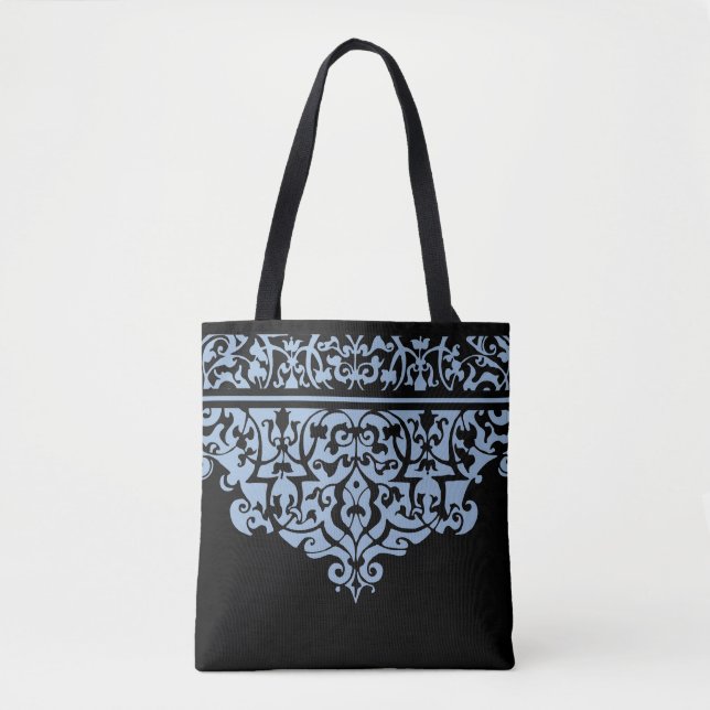 Ornate Pattern Blue & White Customisable Tote Bag (Front)