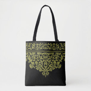 Ornate Pattern Green and Black Customisable Tote