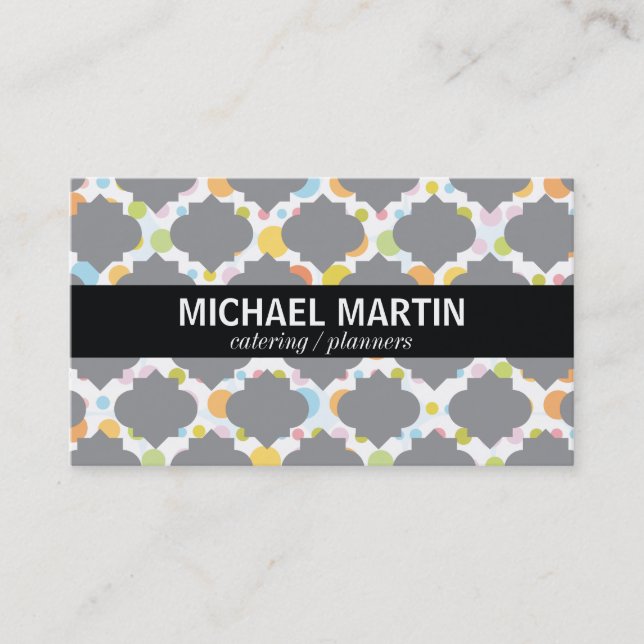 Ornate Pattern (grey) | Festive Business Card (Front)