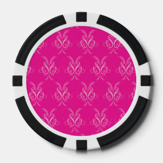 Ornate pattern hot pink poker chips
