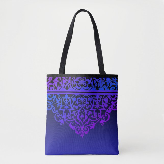 Ornate Pattern Purple Ombre Tote Bag (Front)