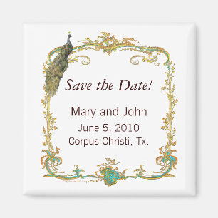 Ornate Peacock Save the Date Magnet