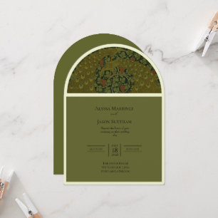 Ornate Peacock Vinery Vintage Wedding Invitation