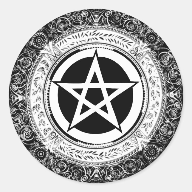 Ornate Pentacle Classic Round Sticker (Front)
