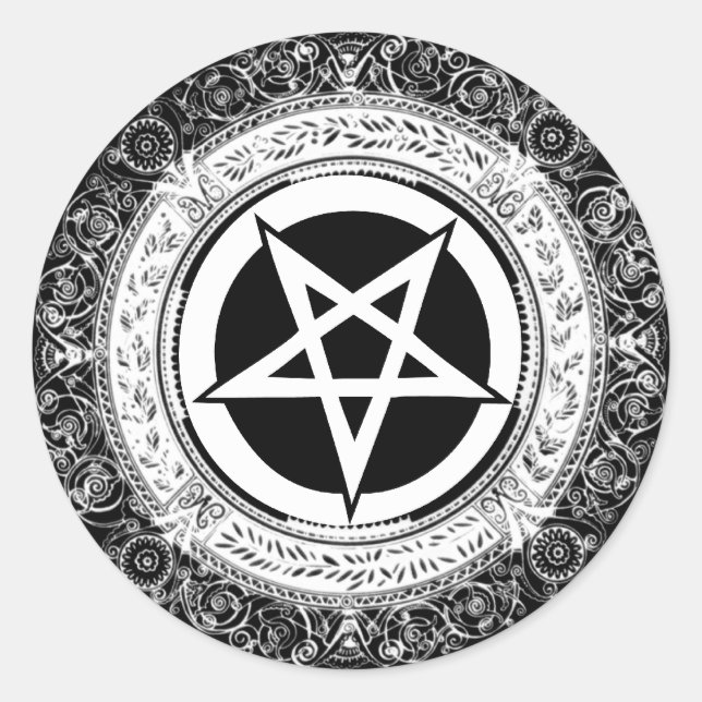 Ornate Pentagram Classic Round Sticker (Front)