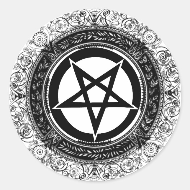 Ornate Pentagram Classic Round Sticker (Front)
