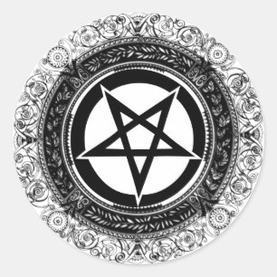 Ornate Pentagram Classic Round Sticker