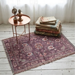 Ornate Persian Deep Plum Floral Paisley Accents Throw Blanket