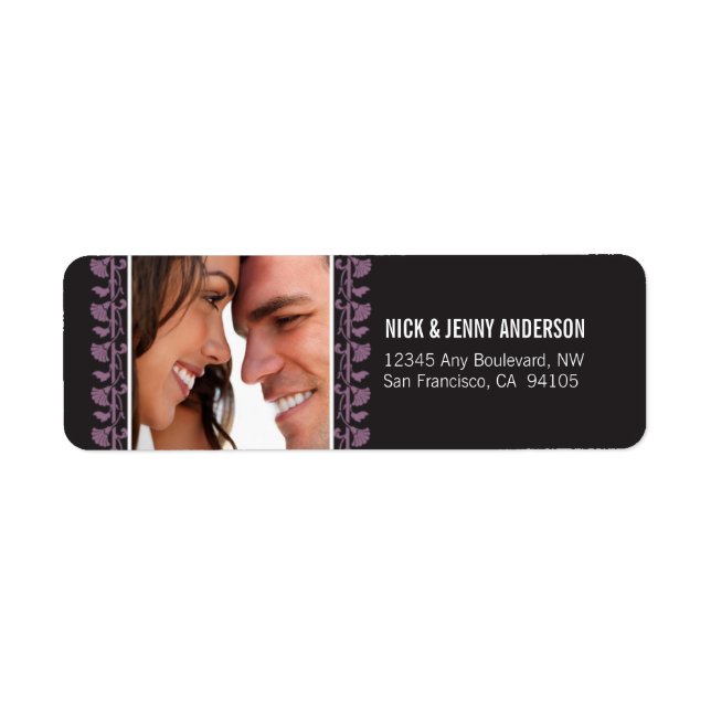 Ornate Photo Return Address Label (lavender) (Front)