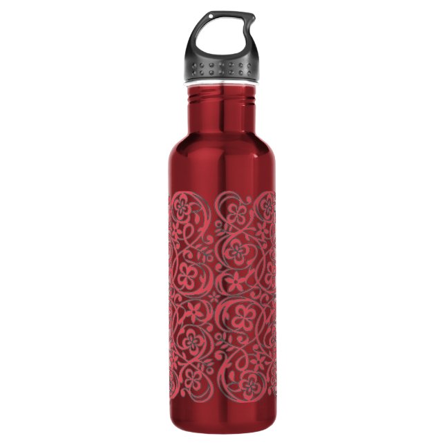 Ornate Pink Flower Pattern 710 Ml Water Bottle (Front)