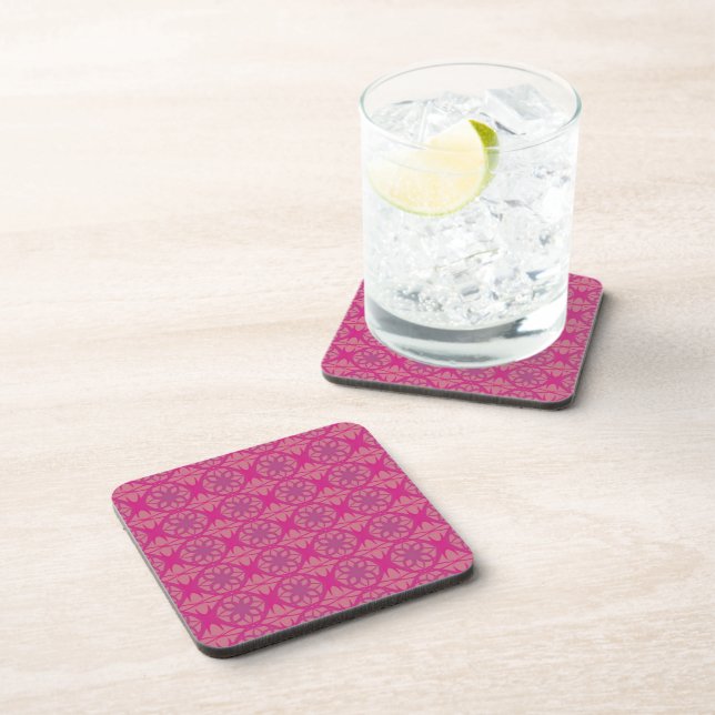 Ornate Pink Purple Geometric Pattern Coaster (Right Side)