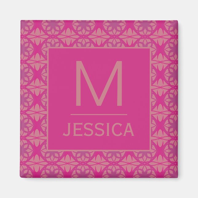 Ornate Pink Purple Geometric Pattern Personalised Magnet (Front)