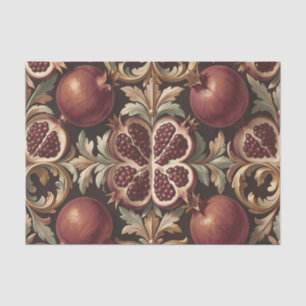 Ornate Pomegranate Fruit Baroque Pattern Dark Red Tissue Paper