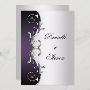 Ornate Purple Black Silver Post Wedding Celebratio Invitation
