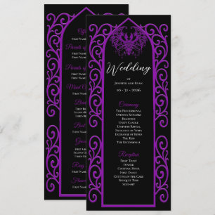 Ornate purple border Gothic Wedding Program