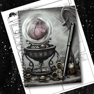 Ornate Purple Crystal Ball and Witchcraft Items Notebook
