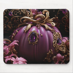 ORNATE PURPLE HALLOWEEN PUMPKIN & LEAVES MOUSE PAD