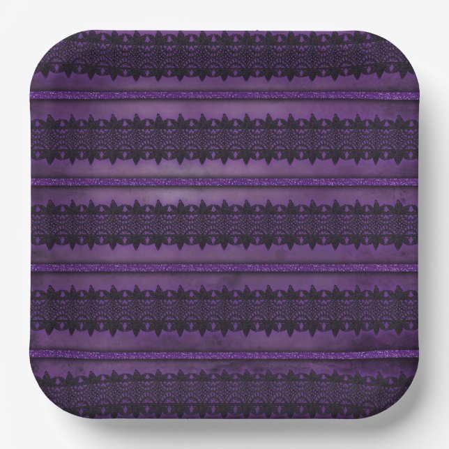ORNATE PURPLE LACE LOOK PATTERNS PAPER PLATE (Front)