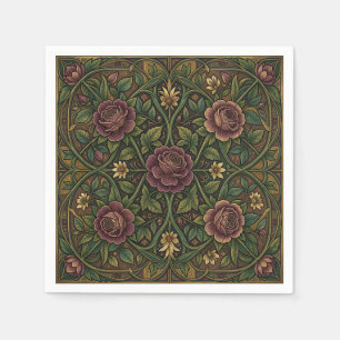 Ornate Purple Rose William Morris Style Floral Napkin