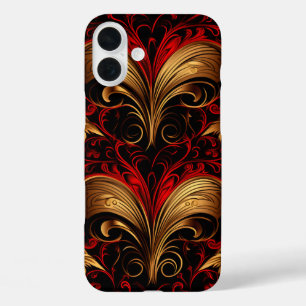 ORNATE RED AND GOLD VALENTINES HEARTS iPhone 16 PLUS CASE