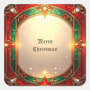 Ornate Red and Green Stained Glass Pattern Sticker
