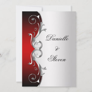 Ornate Red Black Silver Post Wedding Celebration Invitation