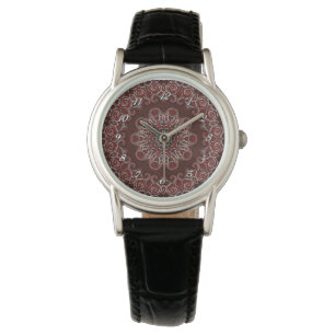 Ornate Red Bohemian Mandala Wrist Watch