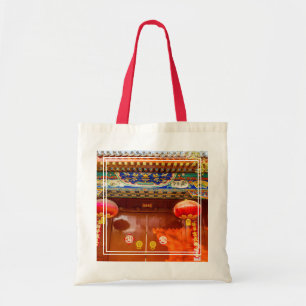 Ornate Red Door, Lanterns New Year Tote Bag