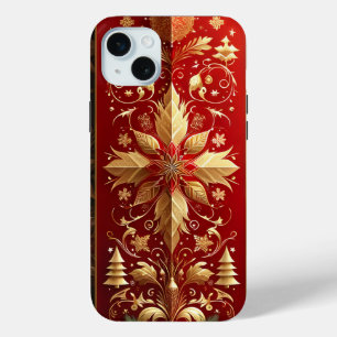 ORNATE RED & GOLD HOLIDAY PATTERNS iPhone 15 MINI CASE