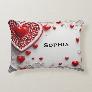 Ornate Red Hearts Decorative Frame Cushion