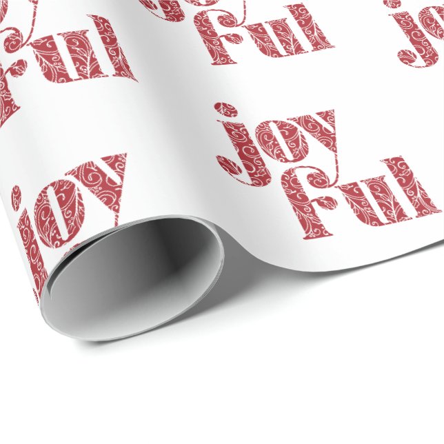Ornate Red Joyful typography Wrapping Paper (Roll Corner)