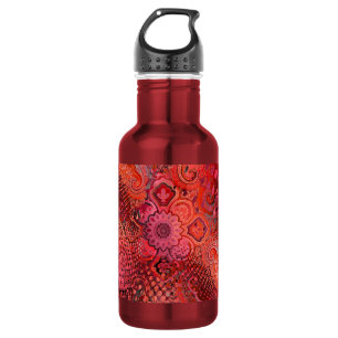 Ornate Red Symmetrical Paisley  Motif 532 Ml Water Bottle