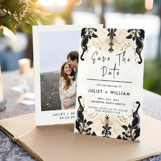 Ornate Retro Arabic Exotic Bold Damask Wedding Save The Date