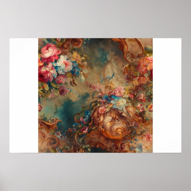 Ornate Rococo Period Floral Poster (Front)