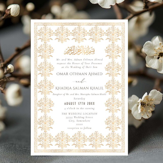 Ornate Romantic Vintage Gold Islamic Wedding Invitation (Creator Uploaded)